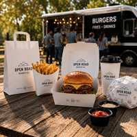Boîte en papier jetable personnalisée avec logo pour emballage alimentaire (hamburger, tendres de poulet, frites) – Contenant de transport pour la restauration à emporter (fabricant)