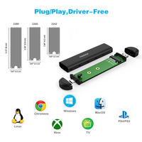 Caja portátil de aluminio PCIe NGFF a Usb 3,2 Adaptador 10Gbps Tipo C M2 NVME SATA Caja externa Ssd