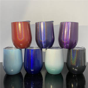 Verre à vin isolé en acier inoxydable, peinture arc-en-ciel, paillettes de caméléon, Double paroi, 304, 12oz, nouveauté - Product Image 2