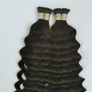 Bundles de cheveux humains alignés sur les cuticules de qualité supérieure Afro brésilien brut Kinky Curly I Tip Extension - Product Image 6