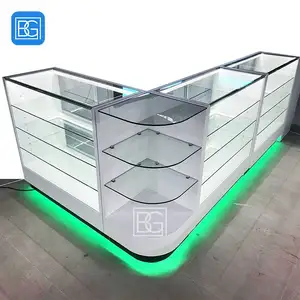 Commercial Furniture Display Smoke Wooden Glass Display Counter Cigar Cabinet Dispensary Shelving Smoke Shop Retail Store