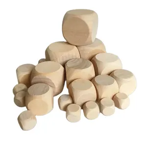 Customized Wooden Blank Dice 10-60mm Round Corner Wooden Dice Cubes For Engraving DIY