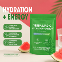 Boisson Énergisante et Hydratante au Yerba Maté Saveur Pastèque – 15 Sachets par Pochette – Supplément en Poudre d'Électrolytes pour Sports d'Été