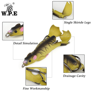 W.P.E 12g 9cm Bionic Big Mouse 8 couleurs <span class=keywords><strong>leurre</strong></span> de pêche Surface flottante pêche à la traîne Double crochet barbelé Silicone plongée grenouille <span class=keywords><strong>leurre</strong></span> - Product Image 4