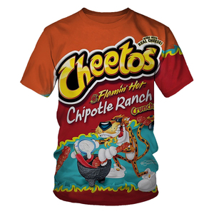 Camiseta de Verano con Estampado 3D de Papas Fritas <span class=keywords><strong>Cheetos</strong></span> para Hombre, Camiseta Informal con Estampado 3D de Aperitivos, Cuello Redondo, Estilo Hip-hop - Product Image 3