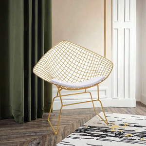 <span class=keywords><strong>Chaise</strong></span> de salle à manger élégante en fil métallique de style industriel avec coussin amovible, <span class=keywords><strong>chaise</strong></span> de patio extérieure élégante pour café - Product Image 2