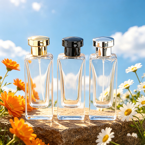 Flacone di Profumo Artigianale Premium in <span class=keywords><strong>Vetro</strong></span> Quadrato da 50ml, Atomizzatore in <span class=keywords><strong>Vetro</strong></span> Opaco Satinato Oro Argento Nero con Spruzzatore e Etichetta - Product Image 1