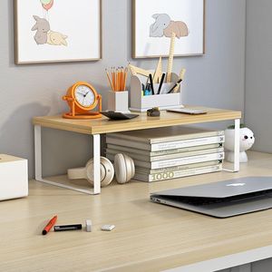 <b>Desktop</b> Bookshelf Computer Monitor Lift Laptop Holder Office Storage Rack With <b>Shelf</b> For Desk Organization - Product Image 2