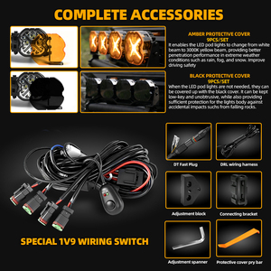 Faro da Lavoro Quadrato da 4,7 Pollici con DRL a X, 9 Pezzi con 18 Coperture Protettive, Illuminazione Super Luminosa su Lato Sinistro e Destro - Product Image 5