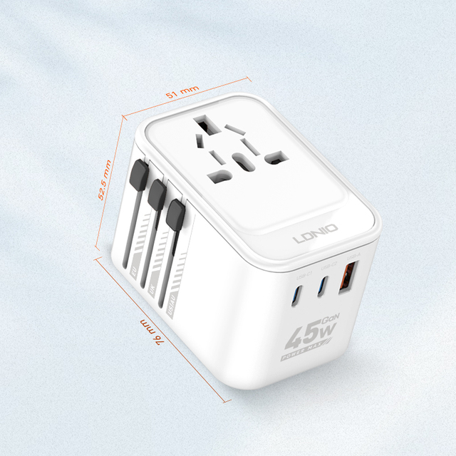 LDNIO Z8 Electrical Power Socket Universal Fast Charger Adapter With Type-C 3 USB UK US AU EU Plug Travel Adapter