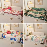 Housse de canapé universelle au design de chenille colorée, motif dessin animé mignon, anti-acariens, élastique, respirante, moderne, en polyester/coton