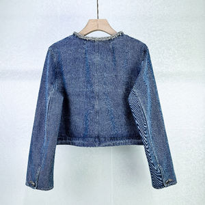 Customized 2025 Loose Versatile Windproof Denim Jacket Round-Neck Diamond-Encrusted <b>Metal</b> Single-Row <b>Buttons</b> for Commuters - Product Image 4