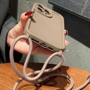 Étui de téléphone en bandoulière pour <span class=keywords><strong>iPhone</strong></span> 17 16, lanière à bandoulière, étui souple de couleur unie, pour filles - Product Image 2