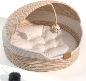 Universelles Ganzjahres-Rattan-Gewebtes Katzenbett Atmungsaktive Kühlende Haustiermatte für Katzen Ganzjährig Komfortables Katzenbett - Product Image 6