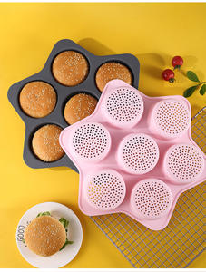 Moule à <span class=keywords><strong>hamburger</strong></span> en silicone à 7 cavités, antiadhésif, résistant à la chaleur, <span class=keywords><strong>de</strong></span> qualité alimentaire, sans BPA, passe au lave-vaisselle - Product Image 4