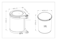 Poubelle de cuisine ronde à bascule en plastique effet métal anthracite