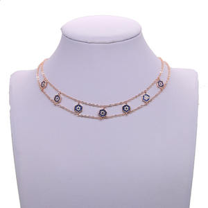 Promotion bijoux de mode pour femmes micro pave cz <span class=keywords><strong>double</strong></span> <span class=keywords><strong>rang</strong></span>ée <span class=keywords><strong>collier</strong></span> <span class=keywords><strong>ras</strong></span> <span class=keywords><strong>du</strong></span> <span class=keywords><strong>cou</strong></span> turc mauvais œil - Product Image 5