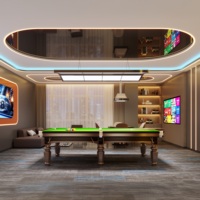 Conception d'intérieur personnalisée pour salle de billard avec table de billard et comptoir de réception, solution complète pour l'aménagement d'une salle de club