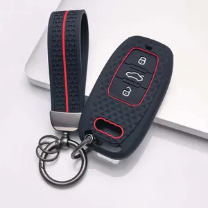 Étui portefeuille en silicone chaud pour clé de voiture télécommandée <span class=keywords><strong>Audi</strong></span> Q7 A6 C7 A1 A5 A4 B9 A3 A6 C5 Q5, 3 boutons, accessoires sans clé - Product Image 5