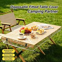 Housse de table en PE jetable élastique, simple, imperméable, résistante à l'huile, antidérapante, résistante aux déchirures, pour le camping en plein air, les pique-niques, les fêtes