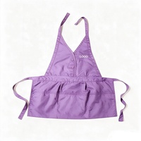 Tabliers personnalisés avec logo, 3 poches, bleu clair, bouton-pression, unisexe, pour salon de coiffure, manucure, tablier court, boulangerie, café, uniforme de travail
