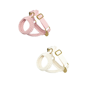 Kekang anjing kepang dan <span class=keywords><strong>Harness</strong></span> kucing kepang kalung hewan peliharaan dapat ditutup <span class=keywords><strong>Harness</strong></span> katun jalinan tali anjing Set kerah produsen - Product Image 3