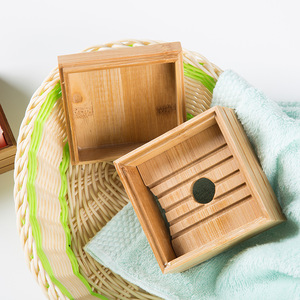 Boîte à <span class=keywords><strong>savon</strong></span> en bois de bambou naturel, boîte à <span class=keywords><strong>savon</strong></span>, conteneurs de plateau, support de rangement, plat avec couvercle, vente en gros 12 pièces - Product Image 3