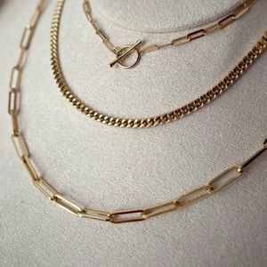 Xinfly Venta al por Mayor Collar de Eslabones Tipo Clip de Oro Amarillo Real de 18K, 4mm de Ancho, Impermeable, Dropshipping, Gargantillas Finas, Mejor Precio - Product Image 4