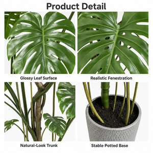 Albero Artificiale di Monstera HGA 200cm, Pianta Finta da Interno Grande, Decorazione Tropicale Personalizzabile OEM - Product Image 3