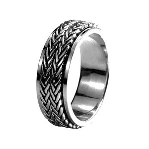 Real 925 <strong>Silver</strong> <strong>Spinner</strong> <strong>Rings</strong> for Men and Women Retro Antique Thai <strong>Silver</strong> Hemp Rope Design - Product Image 1