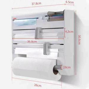 MIXWARES Kitchen Wall Mount Storage Rack Box <strong>Cling</strong> <strong>Film</strong> Aluminum <strong>Foil</strong> <strong>Dispenser</strong> With Slide Cutter Paper Roll Wrap Organizer - Product Image 6