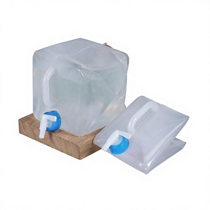 Transparent 10L LDPE Portable <b>Foldable</b> Cube <b>Water</b> <b>Bottle</b> with Spigot Reusable for Outdoor Camping - Product Image 2