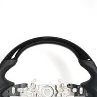 Volant en cuir perforé noir brillant, sport premium, fond plat, adhérence améliorée, remplacement pour la plupart des modèles, luxe