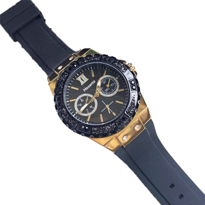 Sang Trọng Thạch Anh Đồng Hồ Thiết Lập Thép Không Gỉ Trường Hợp Silicone Dây Đeo Chronograph Kim Cương Quay Số Không Thấm Nước Vài Đồng Hồ Đeo Tay Người Đàn Ông Phụ Nữ - Product Image 3