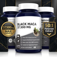 Cápsulas de Raíz de Maca Negra, Extracto 50:1, Maca Negra Peruana Orgánica, Cápsulas Vegetales, Suplemento Dietético, Apoyo Nutricional, Venta al Por Mayor OEM