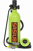 Saisub - Bouteille d'oxygène portable haute pression en acier inoxydable 1L - Équipement complet de plongée sous-marine SCUBA - Petite bouteille de gaz de rechange