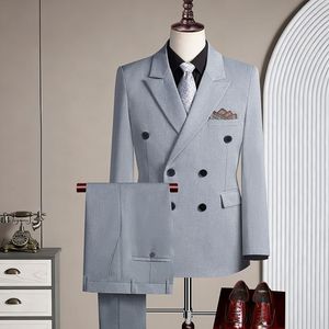 Nouvel Arrivage – Ensemble <span class=keywords><strong>Costume</strong></span> Homme Couleur Unie avec Perles, Style Britannique Vintage, Double Boutonnage, Revers Cranté – <span class=keywords><strong>Costume</strong></span> Deux Pièces <span class=keywords><strong>pour</strong></span> Homme - Product Image 4
