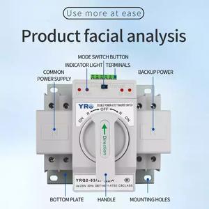 Interruptor de Transferencia Automática YRO YRQ2-63/4P 63A 400V Trifásico Tipo CB para Uso Industrial - Product Image 3