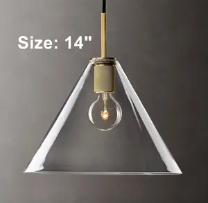 Kitchen Island Chandeliers Simple Hanging Lamp Hotel Modern Glass Pyramid Shade Pendant Light