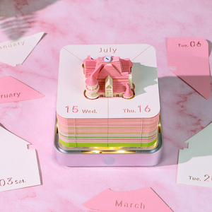 Календарный кубик «Замок любви», спрятанный в 3D-блокноте для заметок, бумажный блок, ежедневный календарь, <span class=keywords><strong>2026</strong></span> для офисного школьного орнамента - Product Image 3