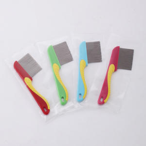 Peigne à poils pour animaux de compagnie en acier inoxydable, sans rayures, efficace pour éliminer les puces et les tiques, avec manche - Product Image 6