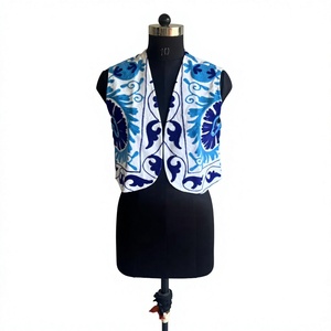 Embroidered Ethnic Floral Short Sleeveless <b>Women's</b> 100% Cotton Vest Designer <b>Waistcoat</b> Traditional Jacket Shrug - Product Image 2