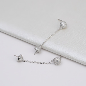 ต่างหูเงินแท้ S925 แบบพู่ห้อย พร้อมสายยาว ประดับมุกและคริสตัล สำหรับผู้หญิง ออกแบบเองได้ อุปกรณ์ทำเครื่องประดับ DIY ผลิตภัณฑ์เปล่า - Product Image 3