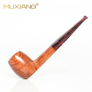 Muxiang Wooden Tobacco Pipe Straight Type Solid Wood Resin Mouthpiece Smoking Pipe - Product Image 1