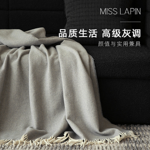 Tùy Chỉnh Bán Buôn Siêu Sofa Kết Cấu Ném Bìa Chăn Mềm Giường End Ánh Sáng Sang Trọng Len Màu Xám Ném Chăn - Product Image 5