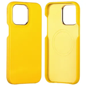 2023新产品Epsom皮革手机外壳适用于iPhone 14 Pro Max外壳手工包裹边缘豪华皮革手机外壳