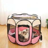 Cage octogonale portable transparente et respirante pour animaux de compagnie, avec revêtement poudré, tente rafraîchissante pliable pour chats, capacité 25 lb, intérieur/extérieur