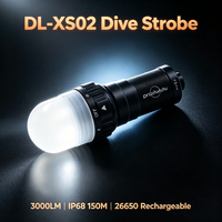 PROZHAOZHU DL-XS02 Lampe de Plongée Professionnelle Stroboscopique IP68 200M Rechargeable 3000LM LED Blanche pour Compagnon de Plongée Sous-Marine