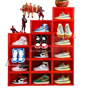 Side Opening Display Box Case For Shoes Stackable Shoe Storage Box For Sneakerheads With Magnetic Door