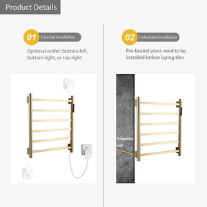 <span class=keywords><strong>Toallero</strong></span> Calefactor de Acero Inoxidable <span class=keywords><strong>Dorado</strong></span> Cepillado para Baño, Montado en Pared - Product Image 5